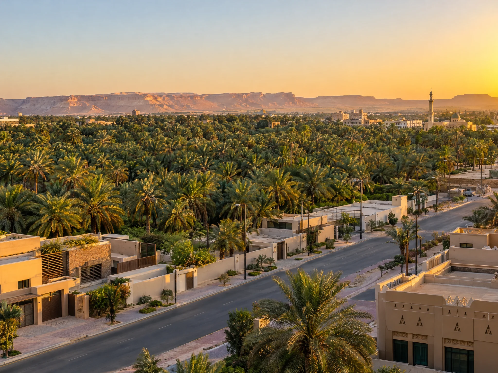 واحة الأحساء وقت الغروب
