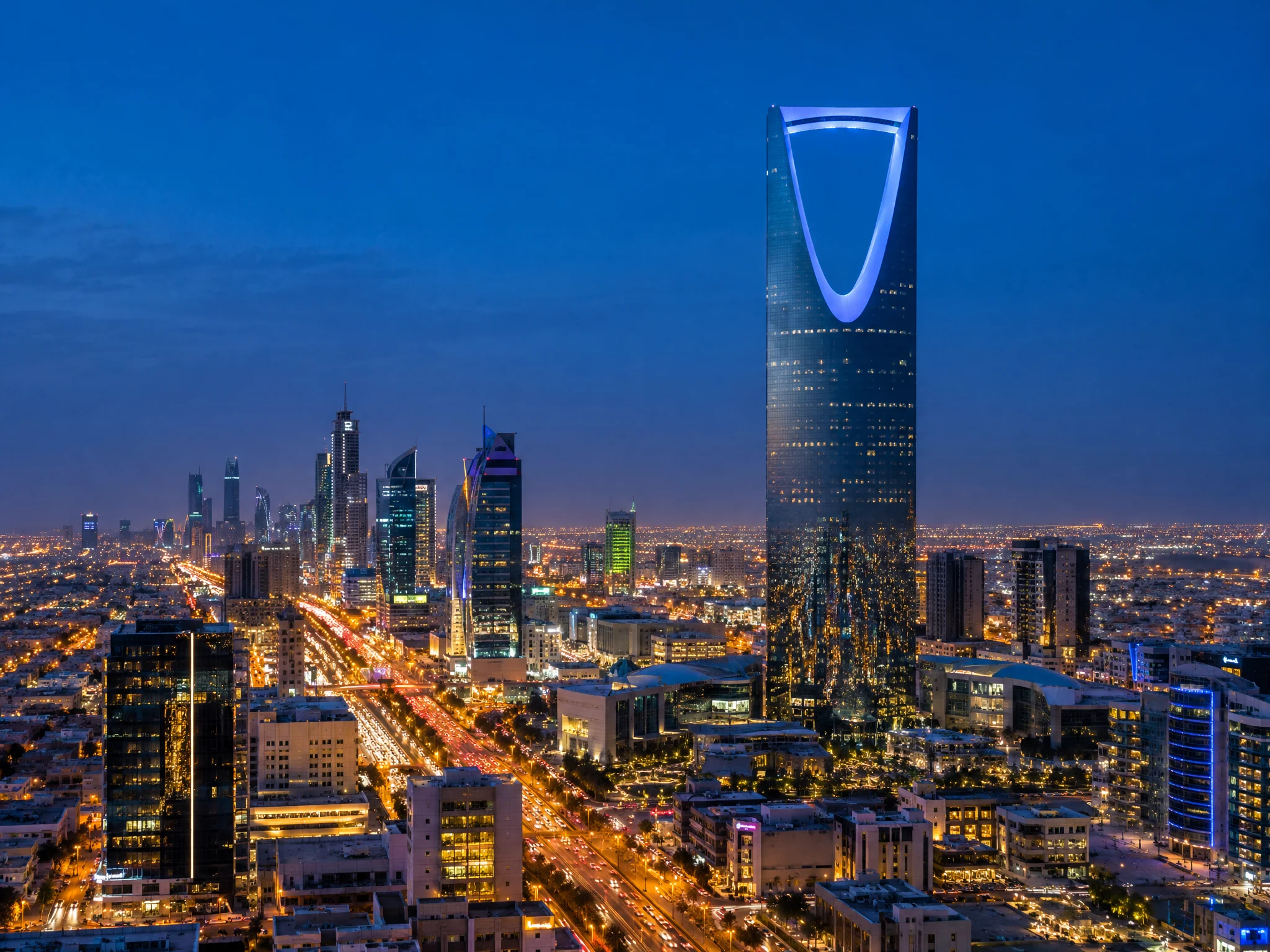 أفق مدينة الرياض ليلاً